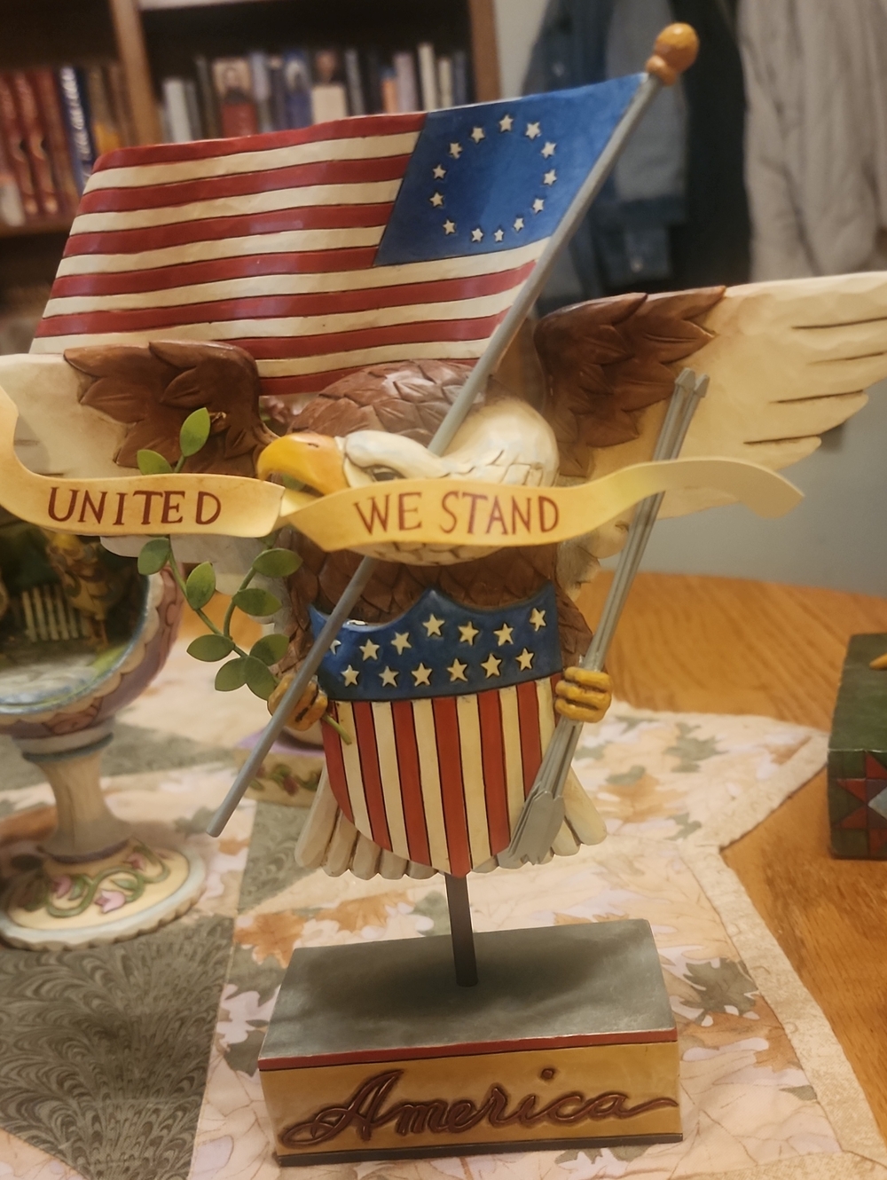 Jim Shore Patriotic Eagle Figurine in Red, White, Blue, Brown, Gold